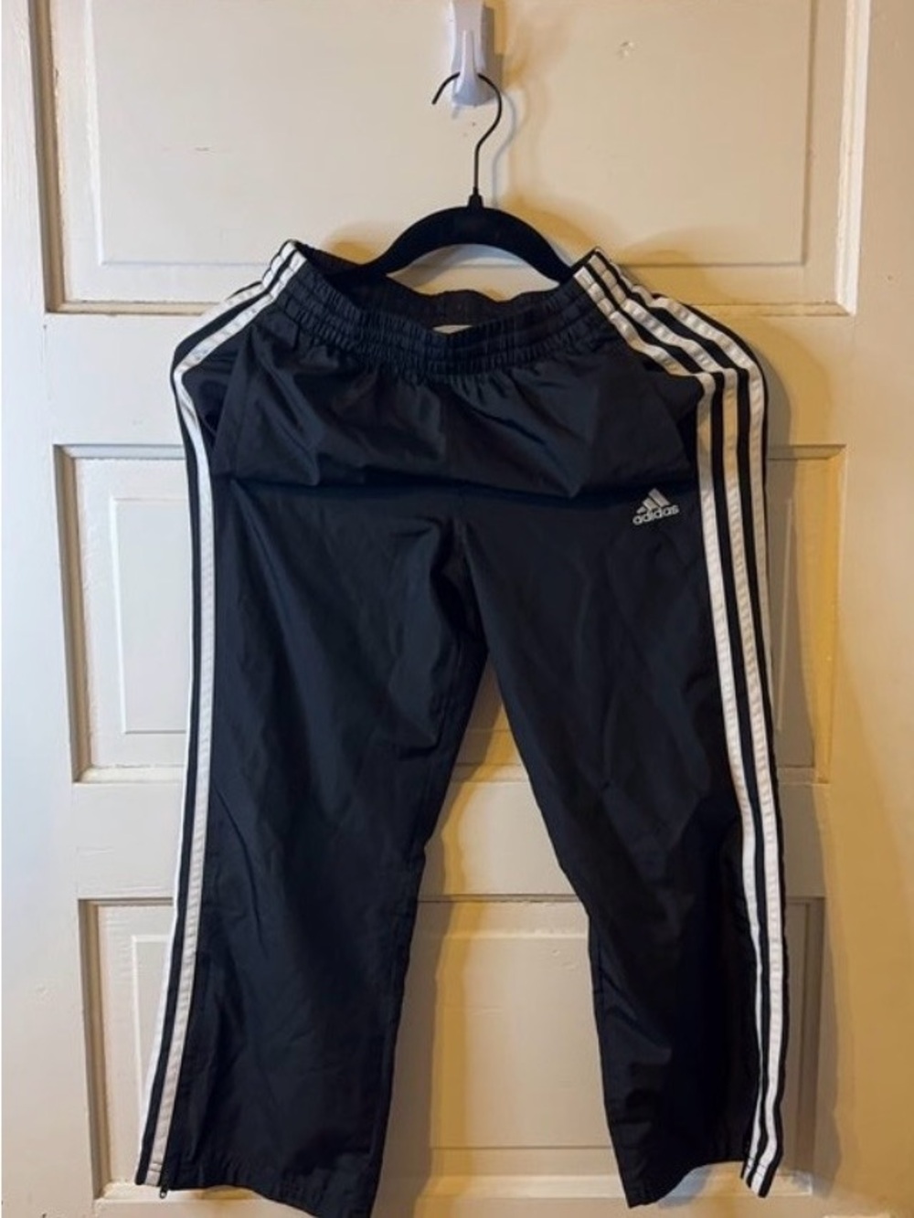 adidas Black Jogger Pants with White Three-Stripes